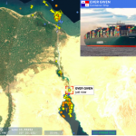 Fartyg fast i Suez kanalen.